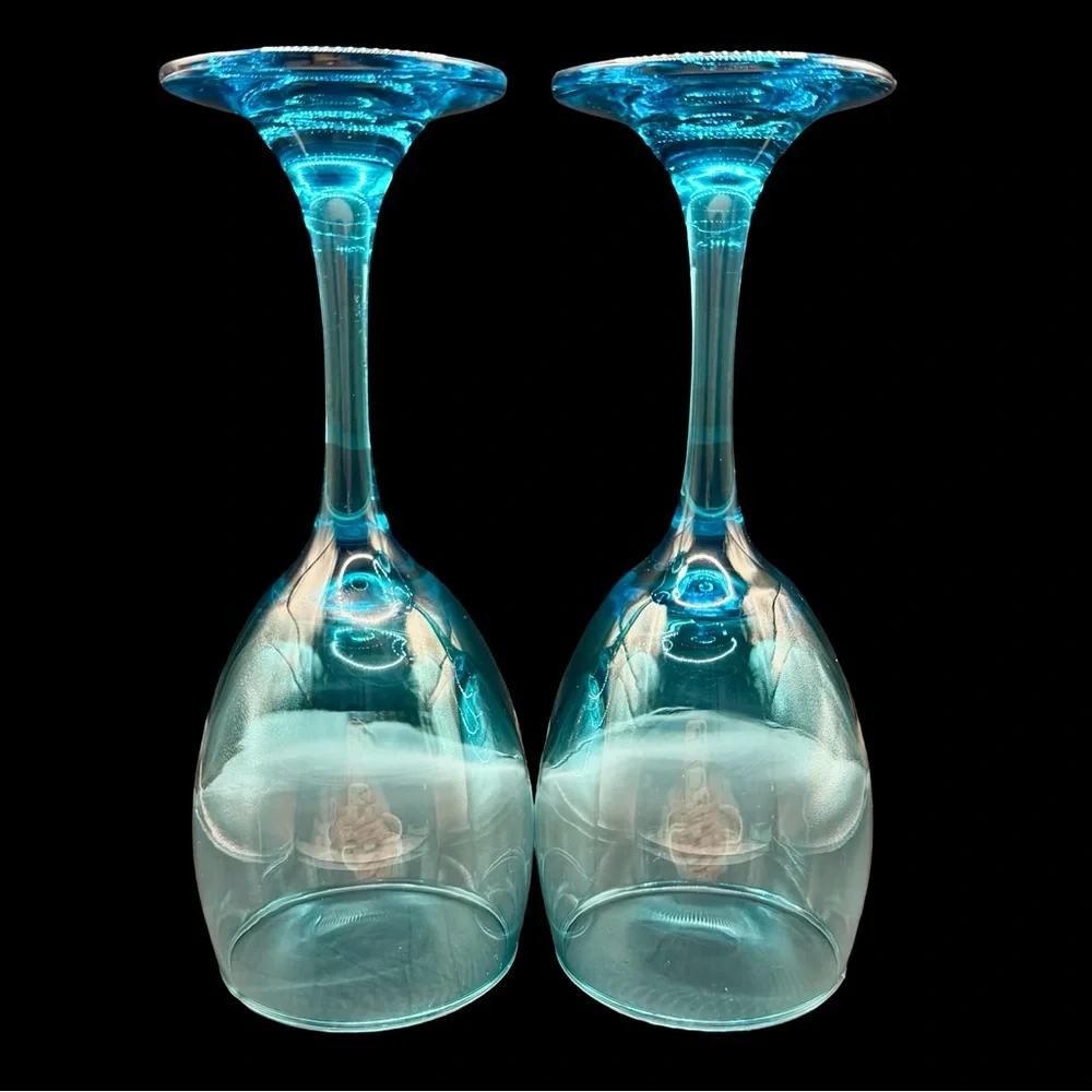 Vintage Cristar Rioja Wine Drinking Glass Goblet, Aqua Blue 8